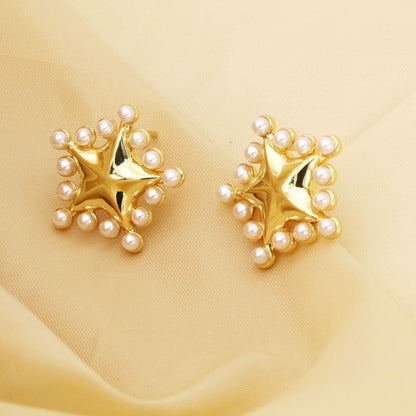 Pearl Butterfly Love Star Earrings