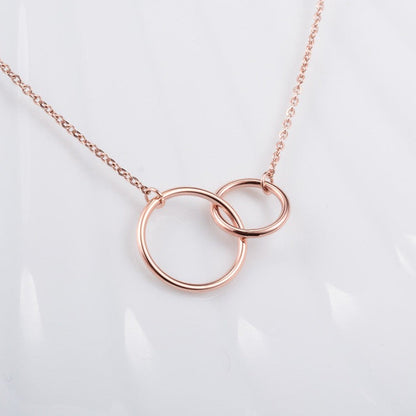 Double Ring Plated Silver Necklace