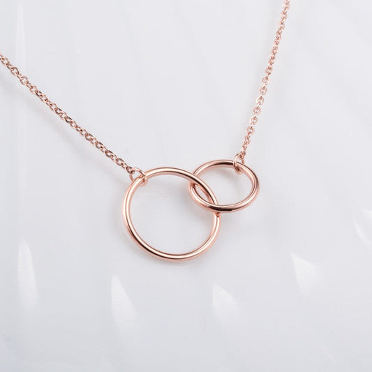 Double Ring Plated Silver Necklace