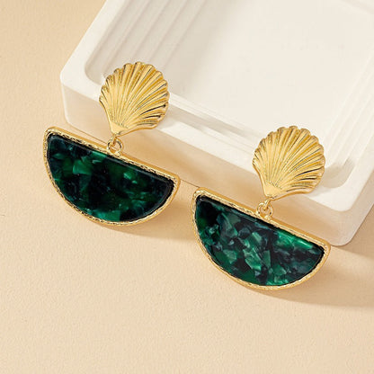 Geometric Retro Half-Circle Earrings