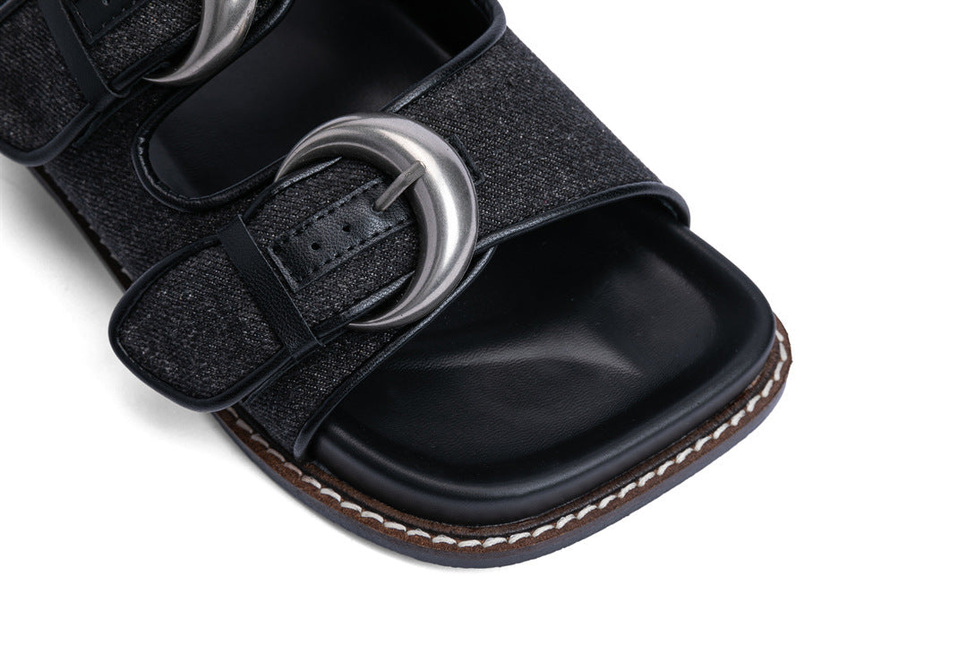 Casual Denim One-Line Beach Sandals