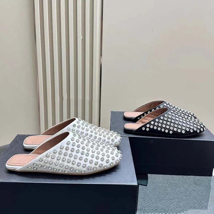 Casual Rhinestone Rivet Wrapped Head Sandals