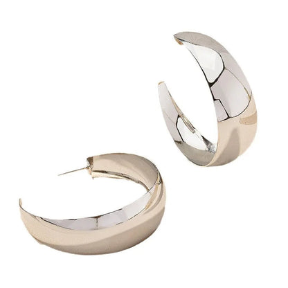 Geometric Smooth Metal Hoop Earrings