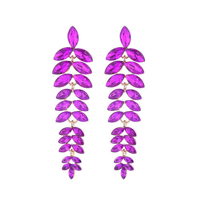 Multi-Layered Diamond Leaf Flower Earrings