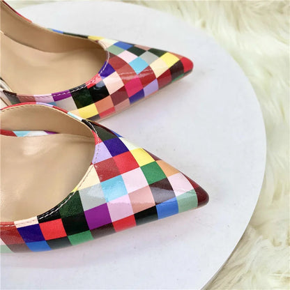 Multicolor Checker Print Stilettos