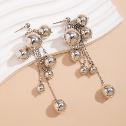 Pearl Bead Tassel Earrings