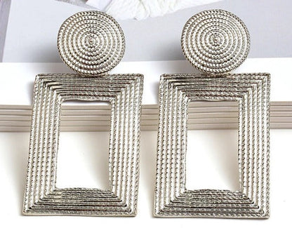 Rectangular Frame Drop Earrings
