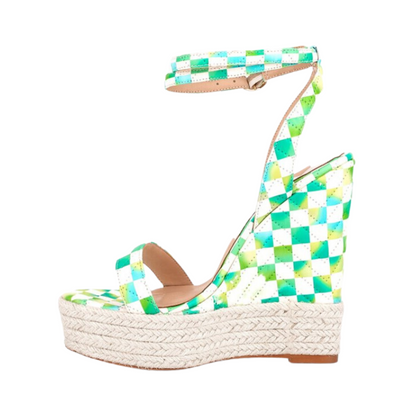 Checkered Wedge Heel 14CM Sandals