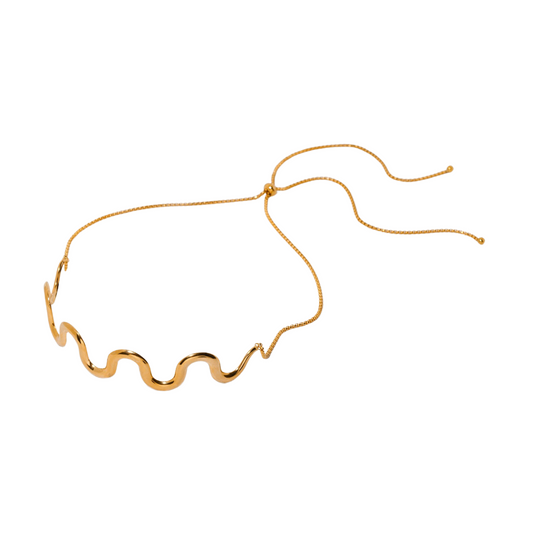 Wavy Gold Plated Pull Necklace