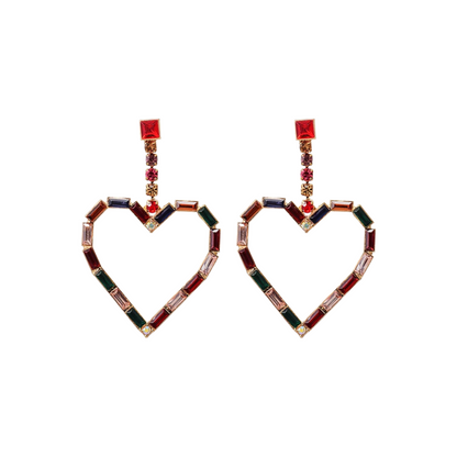 Rhinestone Hearts Dangling Earrings