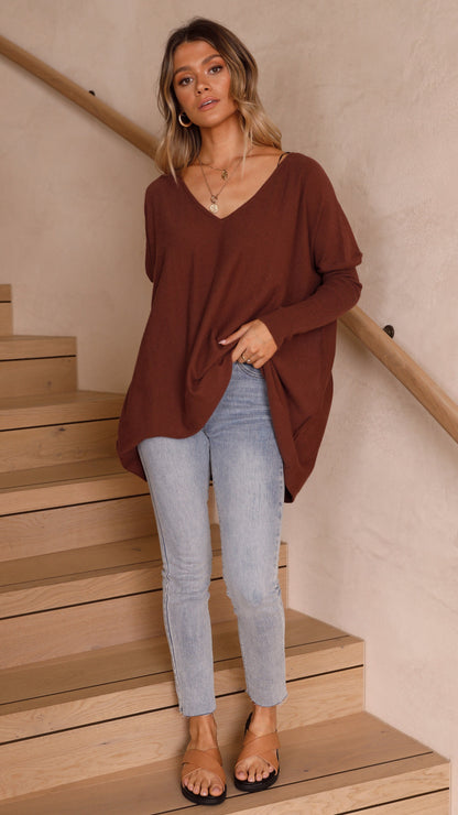 Amalia Knit Top - Chocolate