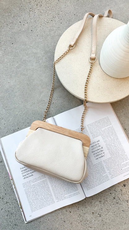 Kimmi Timber Frame Clutch - Nude