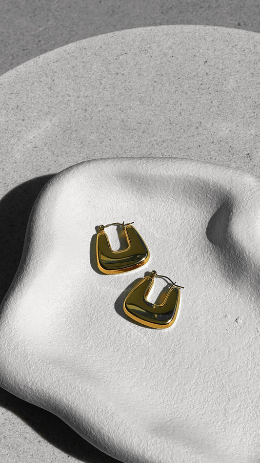 Square Crush Gold Plated Earrings - Gold