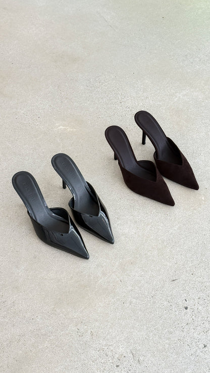 Karey Heel - Dark Cacao Suede