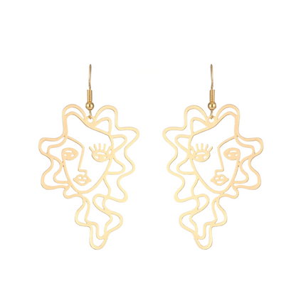 Hollow Portrait Stainless Steel Earrings