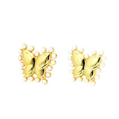 Pearl Butterfly Love Star Earrings