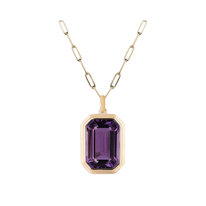 Rock Candy Zircon Pendant Paper Clip Chain Necklace