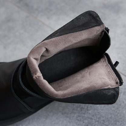 Cozy Vintage Leather Paneled Flats Martin Boots