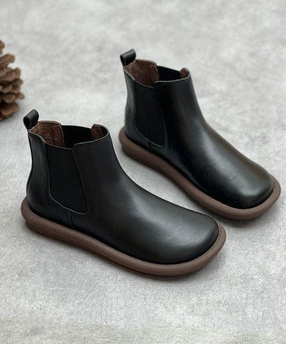 Coffee Boots Cowhide Leather Fashion Shelsea Boots