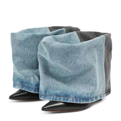 High-Heels Denim Short Boots