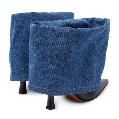 High-Heels Denim Short Boots