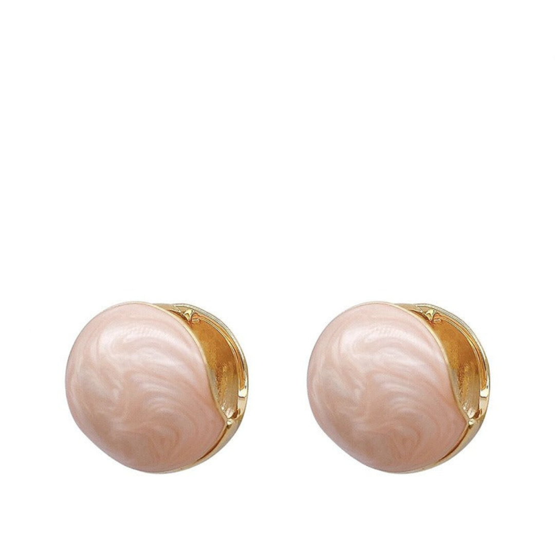S925 Silver Needle Round Drip Oil Ear Button