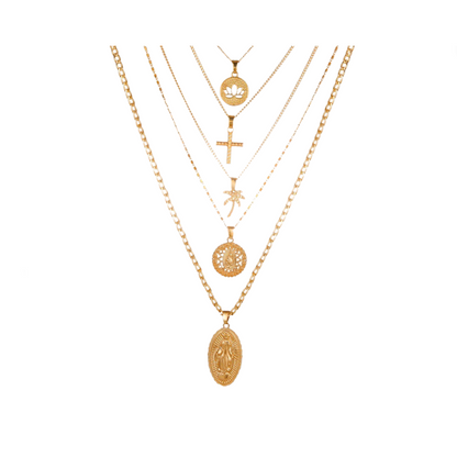 Golden Multi-Layer Pendant Necklace