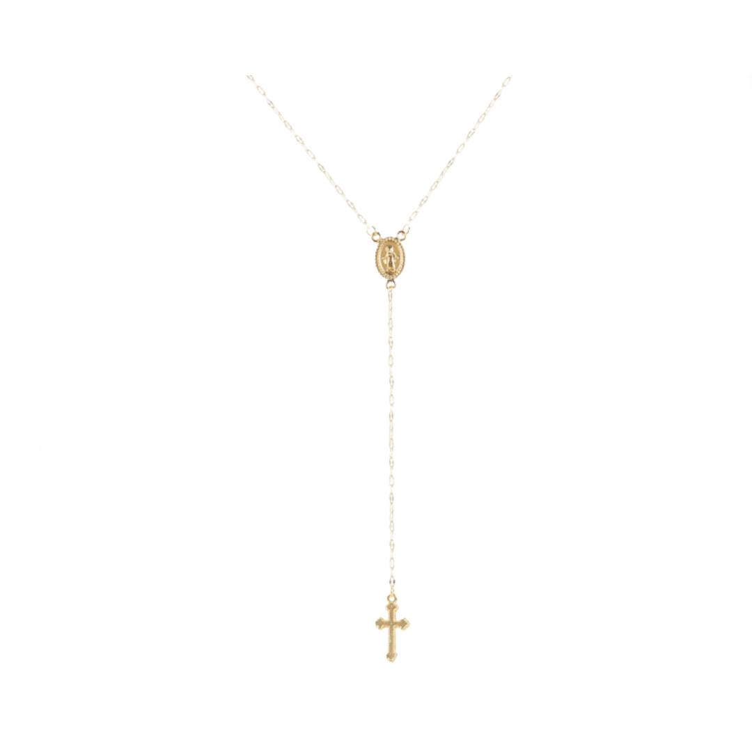 Vintage Christian Cross Religious Rosary Pendant Necklace